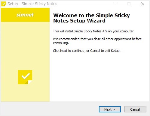 付箋フリーソフト「Simple Sticky Notes」のインストール02