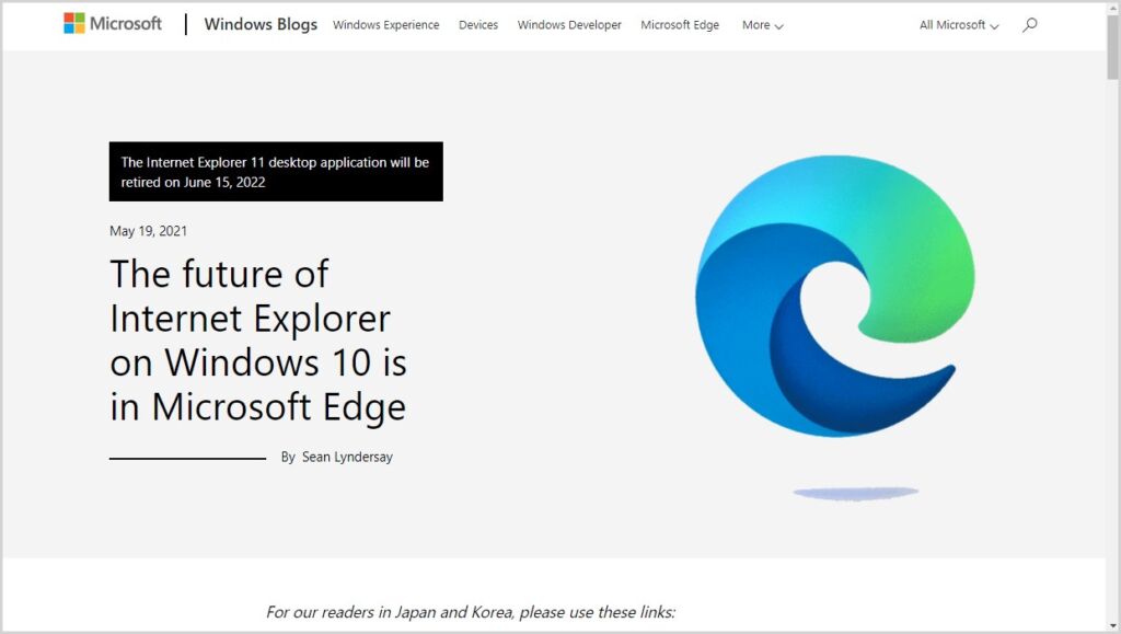 The future of Internet Explorer on Windows 10