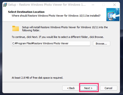 Restore Windows Photo Viewer のインストール手順
