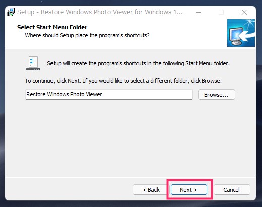 Restore Windows Photo Viewer のインストール手順07