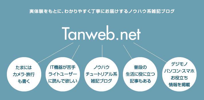 Tanweb.net - 実体験をもとに、わかりやすく丁寧にお届けするノウハウ系雑記ブログ