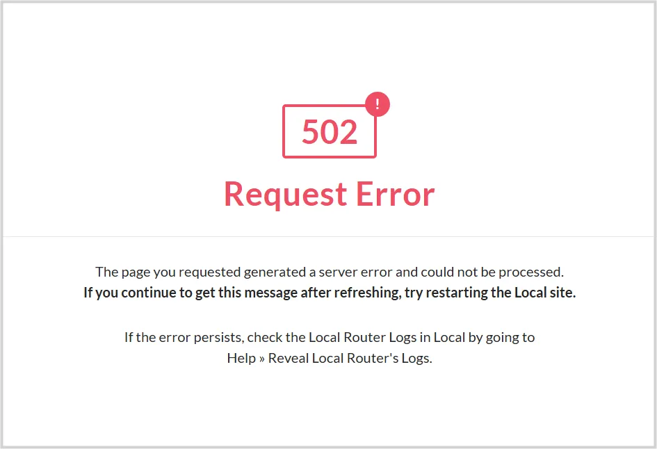 Local 502 Request Error